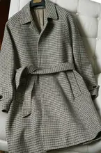 balmacaancoat メンズウールコート【イギリス風・千鳥柄・ベルト付き・ラグラン袖】