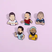 可愛いカートゥーンワールドカップ選手のメタルブローチ【男女兼用・学生向け・服やバッグのアクセサリー】