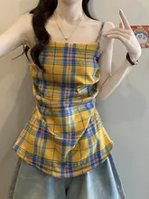 高級感あふれるチェック柄ノースリーブタンクトップ【夏用・フィット感あり・デザイン性抜群】