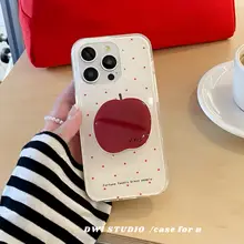 大孔デザインの赤いリンゴスマホスタンド【対応機種多数・インスタ風】