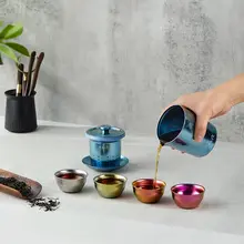 TAIC 純チタン製  portable 家庭用 アウトドアキャンプ用 功夫茶器セット【一壶四杯・軽量・高級感】