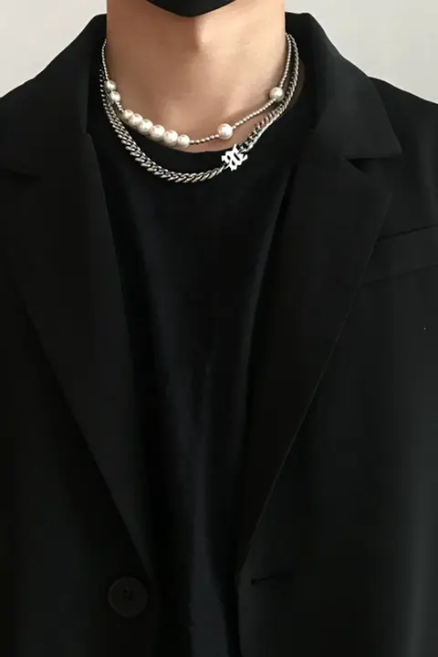 トレンド感あふれるティタニウム製キューバチェーンネックレス【メンズ・ヒップホップスタイル】