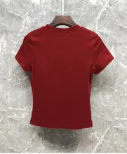 優れたフィット感のレディース半袖Tシャツ【レッド・コットン・スリムフィット・夏用】