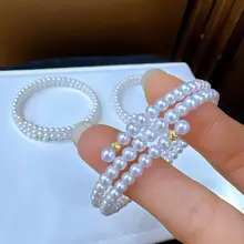 天然淡水パールの多重ブレスレット【極上の光沢・ほぼ無傷・ファッションアイテム】