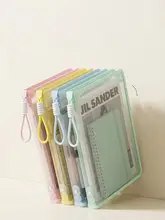 マカロン風 透明A4ファイルバッグ【大容量・ジッパー式・学生用・防水・手提げタイプ】