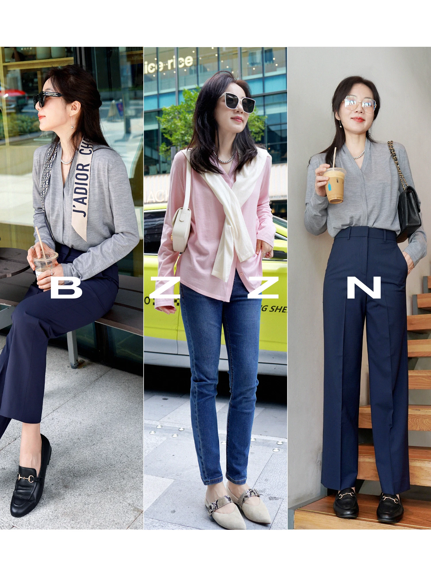 40代の女性に最適な通勤スタイル：BZZN プリーツVネックストレート長袖シャツの実用性とデザイン解析