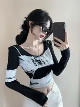 Y2Kスタイルの長袖Tシャツ【デザイン性抜群・ダンス、KPOP スタイル】