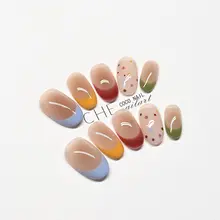 手作りネイルチップ【韓国風・カラフル・フレンチスタイル・高級感】