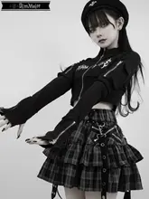 リボン付きハーフスカート【原宿スタイル・ウエストゴム・Y2K風】