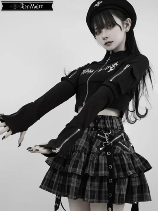 リボン付きハーフスカート【原宿スタイル・ウエストゴム・Y2K風】