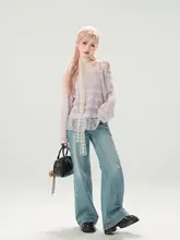 夏にぴったりなルーズフィットワイドレッグデニムパンツ【勿忘蓝・軽量薄手】