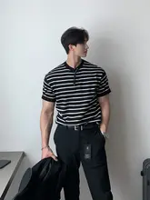 Tシャツ メンズ 半袖 白黒ボーダー  クルーネック ルーズ ストリート 夏 定番