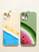 スマホケース iPhone対応 16 15 14 13 12 11 XS Max XR スイカ柄 ソフト TPU フルカバー シンプル おしゃれ 夏 リゾート