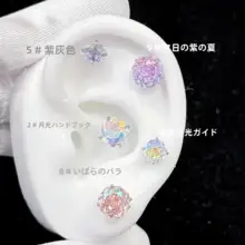 八角形のローズカットジルコニア使用のチタン製ピアス【平底・耳骨用】