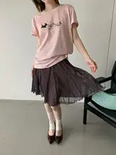 アイスクリームデザインの小犬プリントTシャツ【夏用・短袖・レディース】