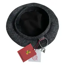 秋冬用 ハリスツイード 100%ウール ベレー帽【エレガントなハウンドトゥースデザイン・女性用】