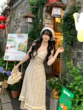 花柄デザインのロング刺繍フリンジカーディガンワンピース【リゾートスタイル・キャミソール】