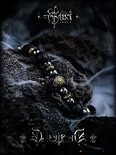 GUXI バウンス火山石ブレスレット【男性用・金曜石・隕石ビーズ・黒胆石】