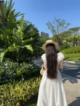 清純な初恋風ロングワンピース【Vネック・ウエストマーク・夏用】