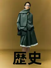 トレンディなVネックニットカーディガン【羊毛＆白鹅绒・カラーコンビネーション】