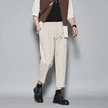 春夏向け ストライプデザインのレトロカットワイドレッグパンツ【フィット・9分丈】