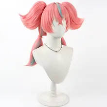 分体双馬尾のコスプレウィッグ【ピンク・リアルスカルプ風】