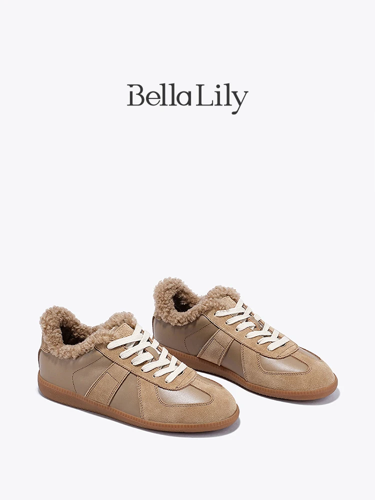 40代女性冬のスニーカーコーデに合う加绒羊毛スニーカー【Bella Lily】
