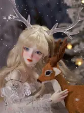 透明な鹿角のアクセサリー付きBJD人形【手作り・オリジナルデザイン】