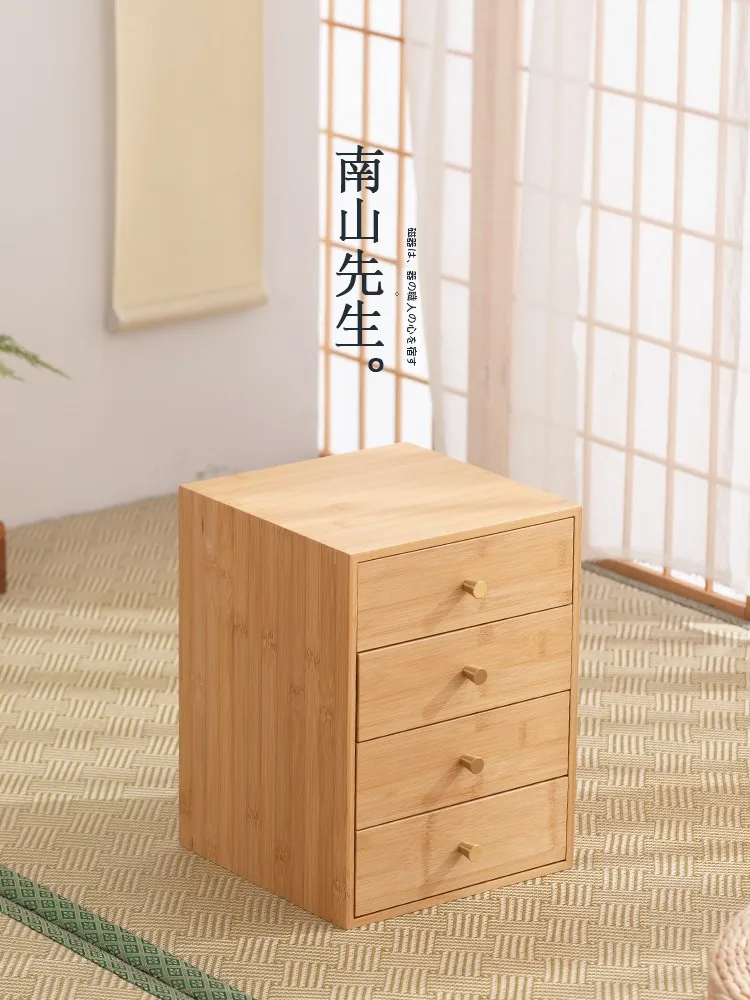 木製四段茶具収納ラック：中式デザインが提供するテーブル用の収納効率
