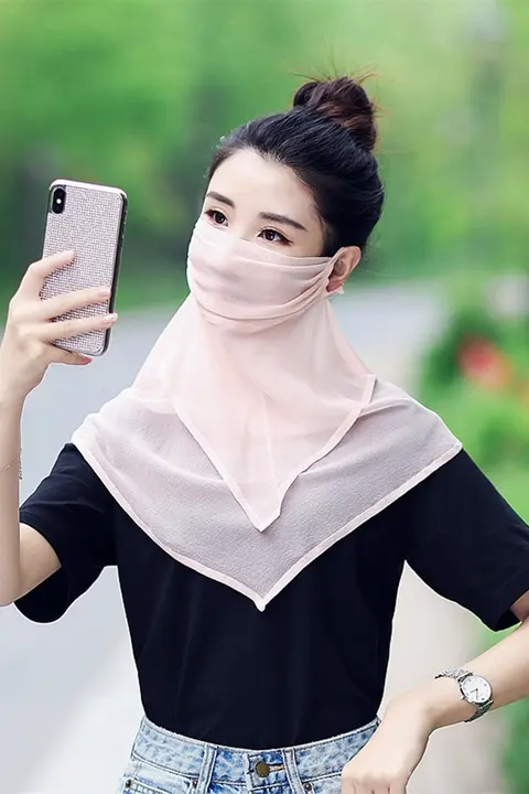 紫外線対策のシルク製フェイスマスク【薄手・夏用・遮光】