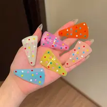 カラフルドットデザインのヘアクリップ【サイドバング対応・ファッションアクセサリー】