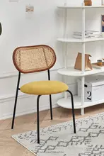 レトロラタン製ダイニングチェア【背もたれ付き・北欧スタイル・カフェ用】