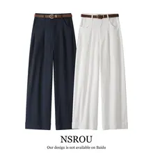 ゆったりしたシルエットのデニムパンツ【デザイン・女性用・カジュアル・長パンツ】