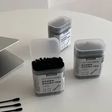 携帯用両頭コットンステック【使い捨て・耳掃除用・ブラック】