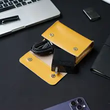 真皮製デジタル収納ポーチ【ノートパソコン・電源・データケーブル・マウス用・ポータブル】