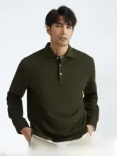 JSSD HOMME SUPIMAコットン春用ビジネスカジュアル長袖ポロシャツ