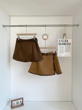 レトロ高ウエストスウェード調ミニスカート【秋冬用・防透け・スリット入り・シルエットを美しく】