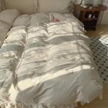 チェック柄デザインの純綿ベッドリネン【洗える四点セット・宿舎用】（セットアップ対応）