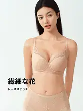 優美な花園デザインのソフトワイヤーブラジャー【春夏向け・薄手コットン・ノンワイヤー】