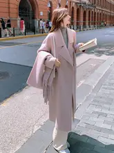 粉紫色　ダブルフェイスコート【冬用・ウール・温かみのあるデザイン・女性用】