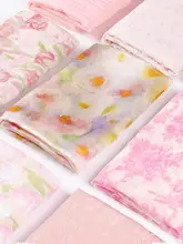 春夏向けの粉色タイダイプリント生地【デザイナー素材・和服風・ドレス用】