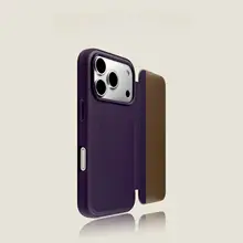 オレンジ色のナッパレザー製iPhone用ビジネススタイルケース【視認性の高いウィンドウ・防落下設計】