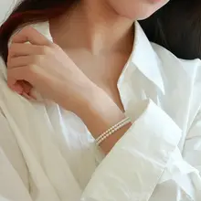 AK淡水パールシングルブレスレット【ラウンド・無垢・Kゴールド・ミニマルデザイン】