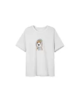 レトロな犬デザインのグレーTシャツ【コットン100%・ラウンドネック・カジュアル】