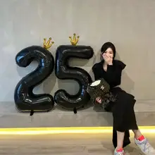誕生日用黒の王冠数字バルーン【インスタ映え・パーティー装飾】