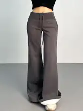 極上の柔らかさのロークラウンドフレアパンツ【裏起毛・デザイン・ワイドレッグ・  ロング丈】（セットアップ対応）