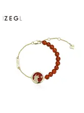 ZEGL 925シルバー製 赤瑪瑙ブレスレット【誕生日・バレンタインギフト・カップル向け】