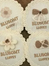 ハンドメイド粘着花柄楕円形ゴールド糸刺繍布【可愛いレース装飾用】