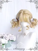 可愛らしい浅金色のロリータ風ショートカールウィッグ【DOLLデザイン・女性用】
