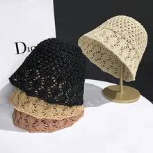 レディース 夏用 編み込みデザインのハット【通気性・日焼け防止・バケット帽】